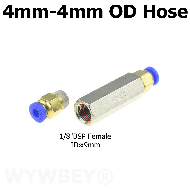 Pneumatisk backventil 6mm 8mm 10mm 1/4 od slang envägsventil luftgas enkelvägs mässingsventil luftkompressor rörkopplingsadapter: Cv-blå-pc -4mm