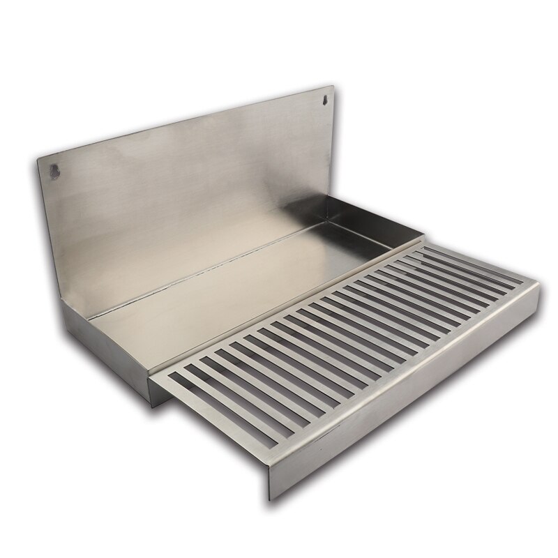 Kegerator Beer Drip Tray,Stainless Steel Wall Mounted Drip Tray with Drain Hole Craft Beer Beverage Dispenser Homebrew Bar Tool: grey