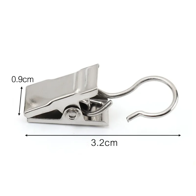 100/10PCS Mini Curtain Hooks Metal Small Clips Multipurpose Photos Shower Window Curtain Fixed Clip Reusable Home Storage Hook