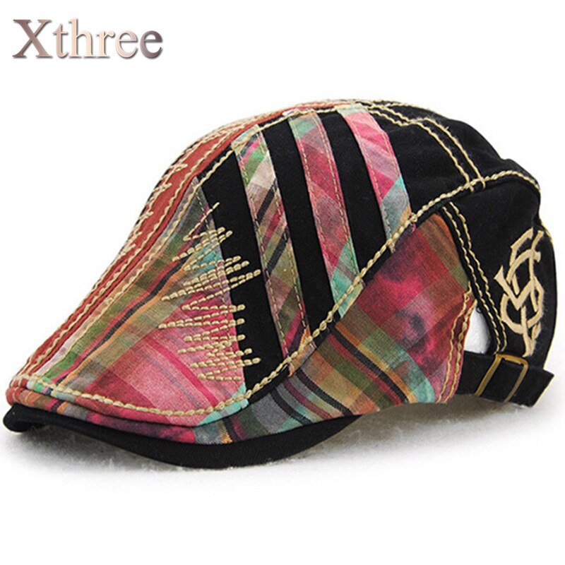 Xthree baret cap herre hatte til kvinder visir solhat gorras planas flade kasketter baretter: Sort