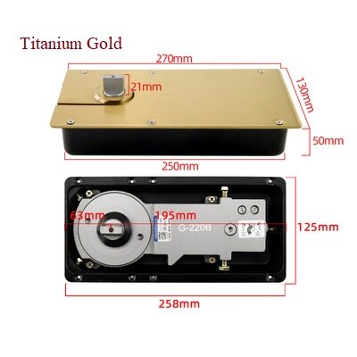 Titanium Matte Black Rose Gold Stainless Steel Plate Heavy Hydraulic Conceal Door Closer Floor Spring: Titanium Gold