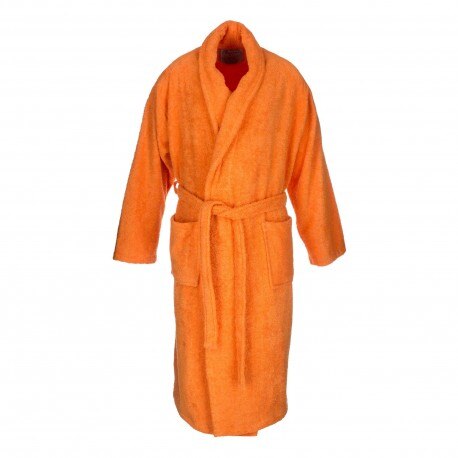 Peignoir adulte de bain orange uni 100 % coton
