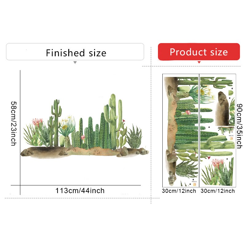 Pegatinas de pared de Cactus del desierto para sala de estar, dormitorio, habitaciones de niños, decoración de pared de comedor, calcomanías artísticas de PVC, murales de decoración del hogar