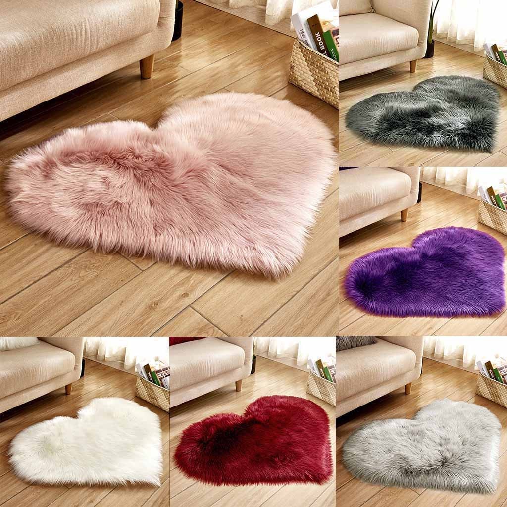 Wol Imitatie Schapenvacht Tapijten Hartvormige Faux Fur Non Slip Slaapkamer Shaggy Tapijt Matten Woonkamer Kid Kamer Tapijt Deken