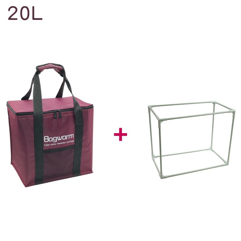 35L Folding Lunch Cooler Bag Support Insulation Thermal Bag Picnic Lunch Box Car Portable Food Ice Pack Refrigerator: 20L Wine Red