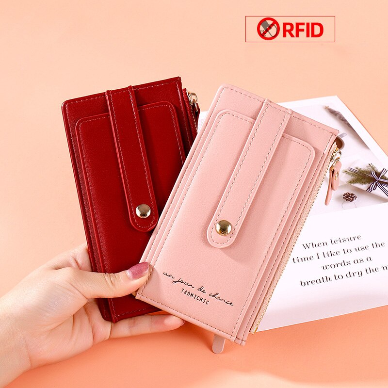 100% RFID Soft Leahter Wallet Women Many Card Holder Female Purses Theftproof Credit Card Wallet Ladies Zipper Coin Pocket