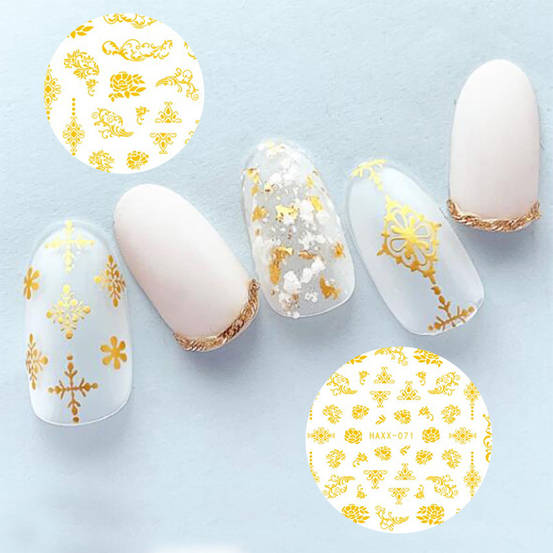 1 Pc Colorful Marple Leaf Gold Silver 3D Nail Sticker Flower Pattern Nail Art Transfer Stickers DIY Nail Decoraion