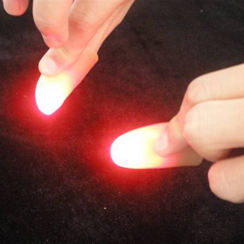 2pcs(1pair) Amazing Funny LED Light Flashing Finger Magic Trick Props Kids Fantastic Glow Luminous Toys