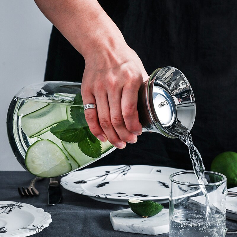 Grote Capaciteit Ketel Drip-Gratis Glas Pitcher Met Deksel Hittebestendige Huishoudelijke Ijs Thee Pot Koud Water Jug