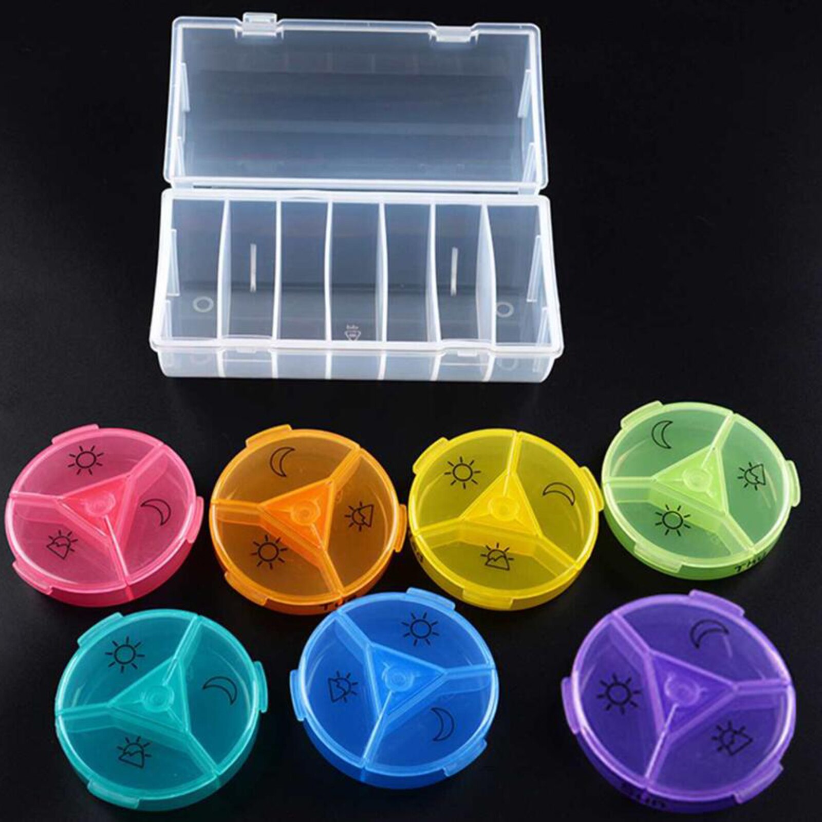 Pill Box Tablet Organizer Dispenser Vitamin Medication Container Empty Weekly Pill Box Holder Storage