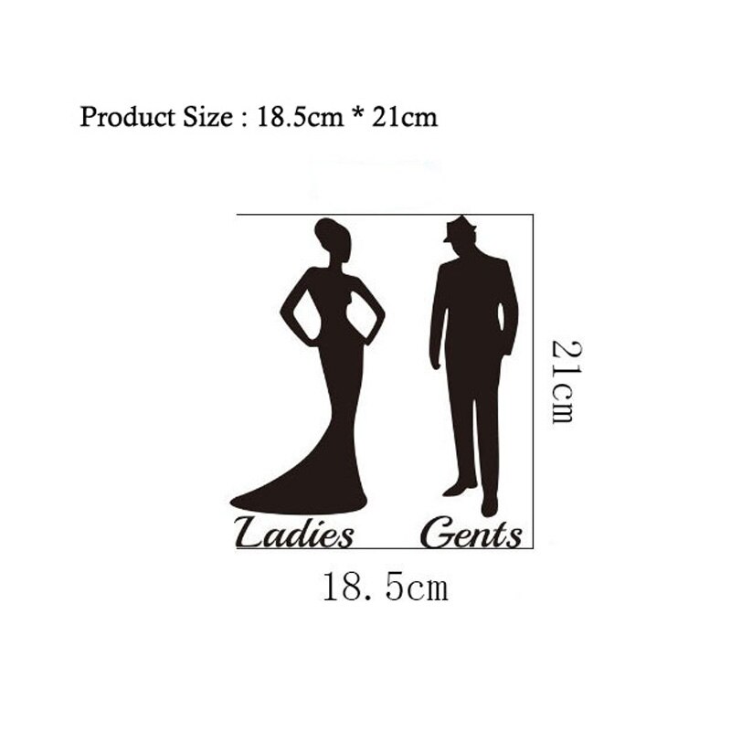 Adhesivo de pared para señoras y caballeros para decoración de baño, calcomanía de vinilo para hogar, cartel a prueba de agua, pegatinas para puerta y WC, letrero de inodoro
