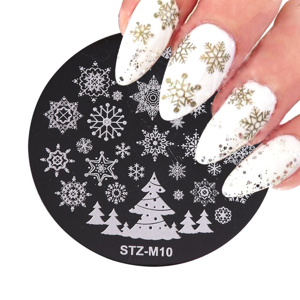 STZ 1 pièces ongles estampage plaques noël ongle modèle Image plaque pochoir accessoires outil Nail Art peinture manucure STZ-M01-10