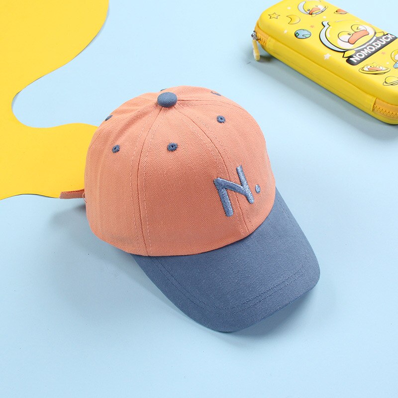 Gorra de béisbol con letras para niños y niñas, gorro de béisbol con letras de coreana, ajustable, para deportes al aire libre, de 1 a 4 años: orange