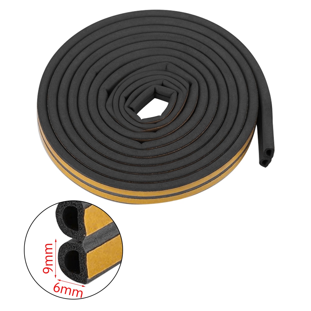 Sound Insulation Strip Foam Sticky Self-adhesive Sealing Anti-Collision Rubber Seal Draught Excluder Tape Door Window: BlackD