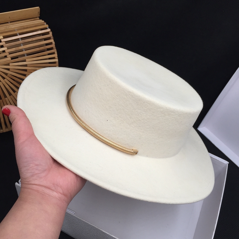 Sombreros de ala ancha con temperamento de diosa, lana blanca, para , Panamá, Europa, Estados Unidos, británico