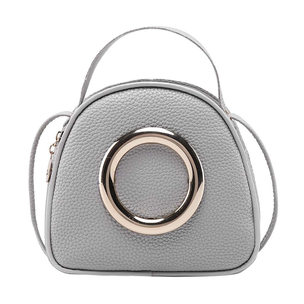 Women Solid Shoulder Bag Leather Cute Girl Small Handbag Versatile Luxury Women Messenger Bag: Gray