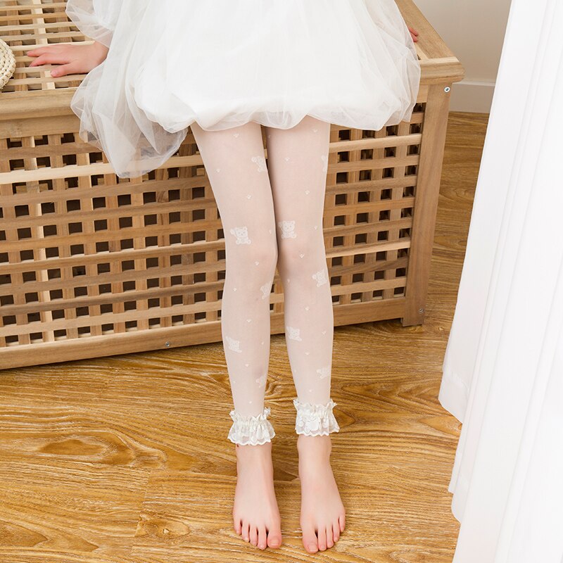 Mädchen bär ballon strumpfhosen sommer dünne abschnitt entkernt seide neun-punkt spitze hosen prinzessin sommer moskito-proof leggings: M / beige A