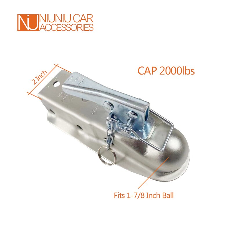 1-7/8" X 2 Inch Ball Trailer Coupling CAP 2000 LBS Hitch Back Coupler Straight Tongue RV Parts Camper Caravan Accessories