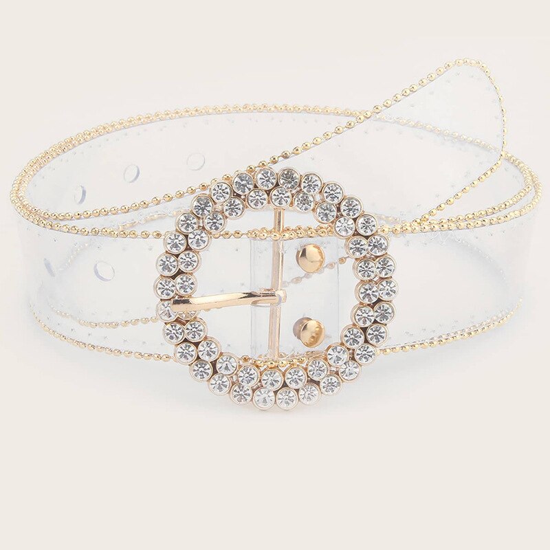 1PC femmes Transparent ceinture clair rond carré coeur broche boucle large taille bandes dames ceinture Punk taille ceinture: Td004