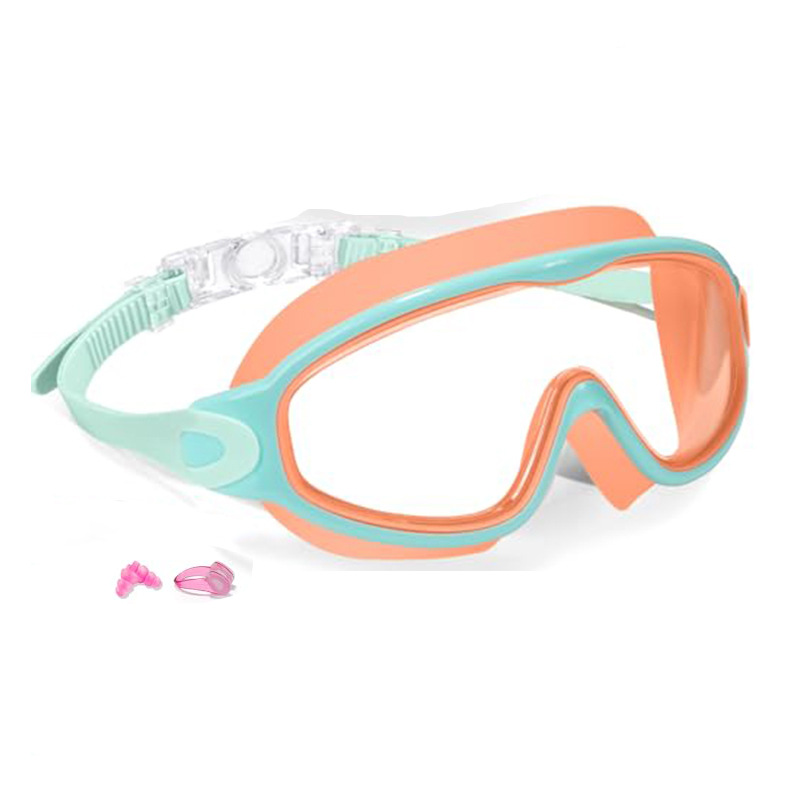 Kids Large Frame Swimming Goggles Colorful Anti-Fog UV380 Protection Clear Vision Goggles for Children And Youth (3-14 Years): green