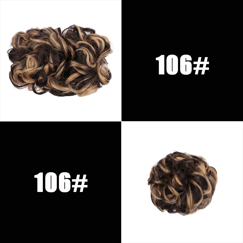 XUANGUANG-Chignon de coiffure synthétique élastique | Cheveux bouclés, rouge châtain clair noir marron, grand Chignon avec cordon de serrage, bandeau en caoutchouc: 106