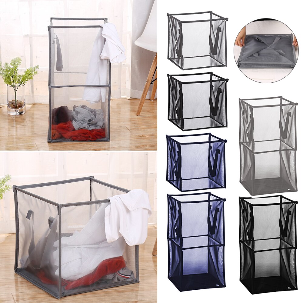 Folding Mesh Clothes Washing Laundry Basket Toy Storage Box Super Large Bag Washing Dirty Clothes Big Basket Organizer Bin
