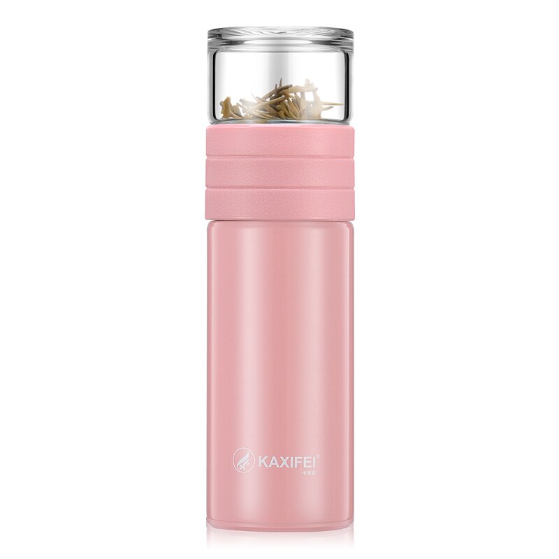 Termo de vidrio para infusiones, taza térmica para infusiones de acero inoxidable, novedad: Pink-thermoscup