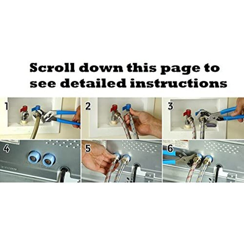 2 Pcs Stainless Steel Washing Machine Hoses Burst Proof and Cold Water Supply Hoses for Washing Machines