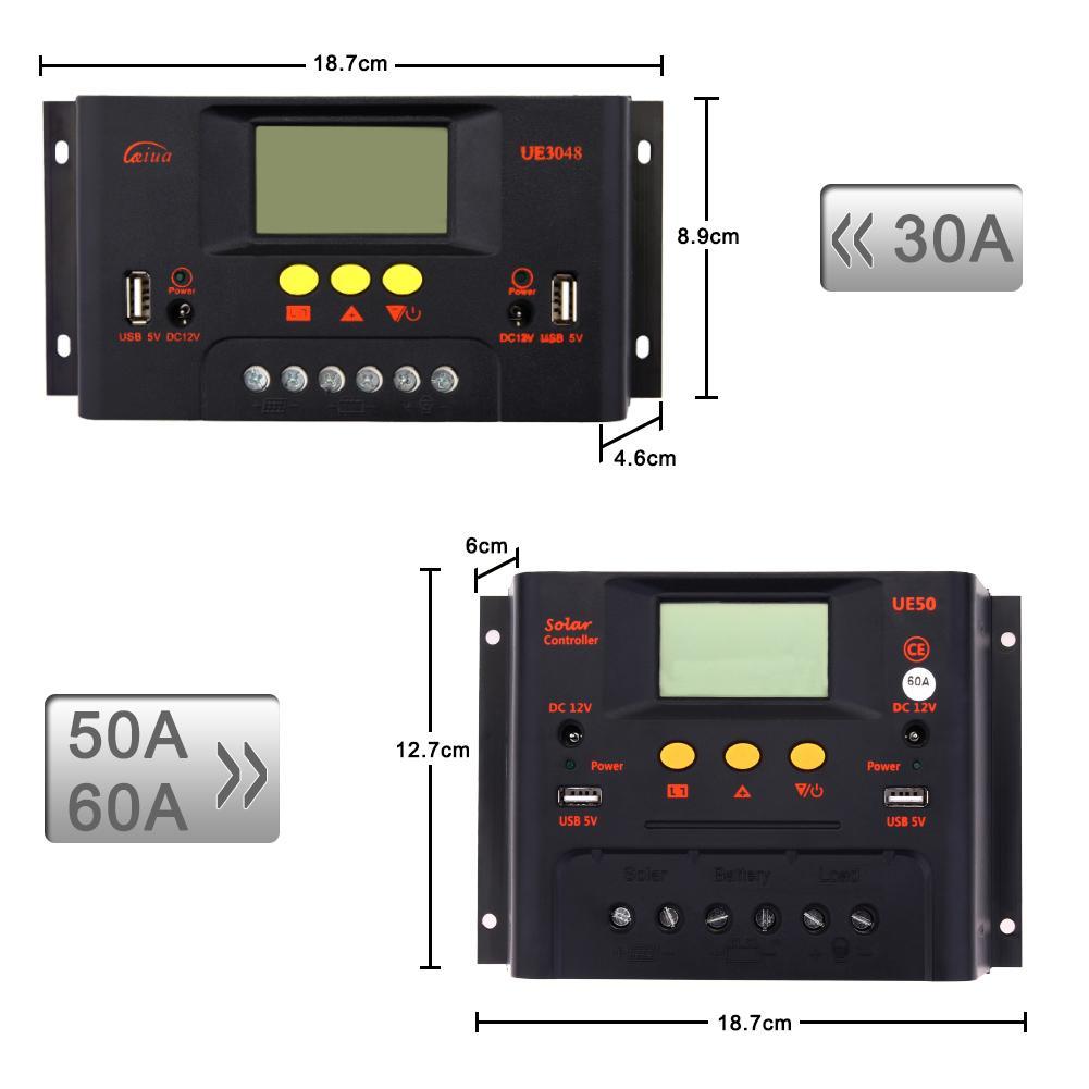 Lcd 30/50/60A Pwm Zonnepaneel Regulator Laadregelaar 12/24/48 Vdual Usb Thuis zonne-energie Solar Apparatuur