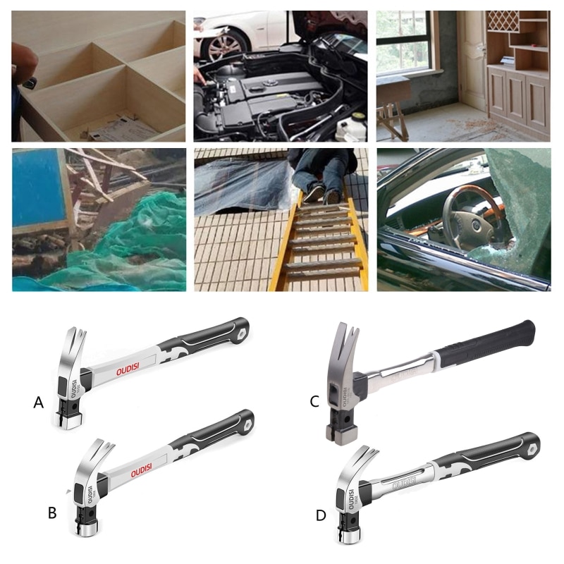 Claw Hammer Magnetic Nail Hammer for Outdoor Camping Daily Work Home Construction Use Impact-Resistant High-Hardness M0XC