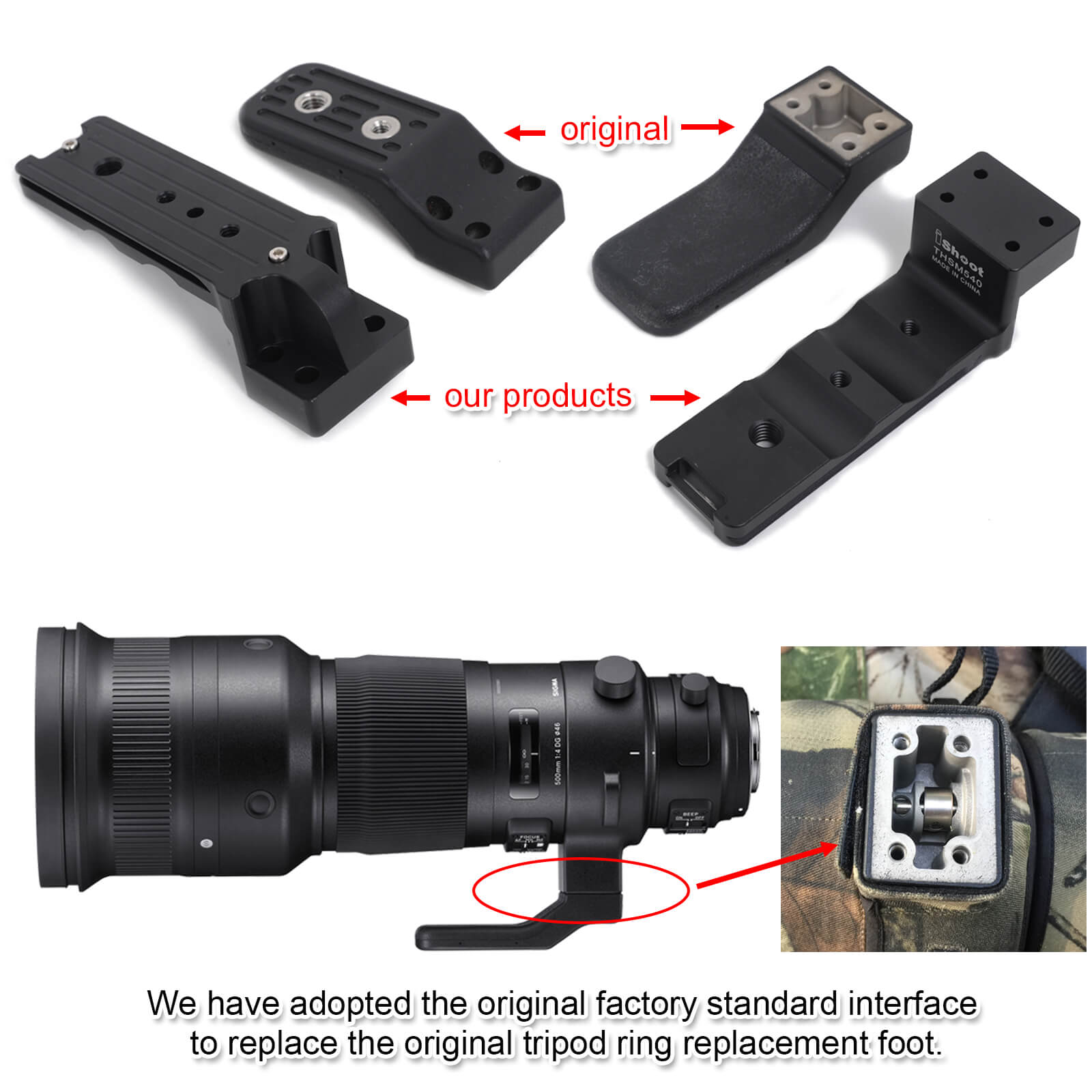 Collier d'objectif remplacement pied trépied montage anneaux support pour Sigma 500mm f/4 DG OS HSM, 60-600mm f/4.5-6.3 DG OS HSM sport lentille
