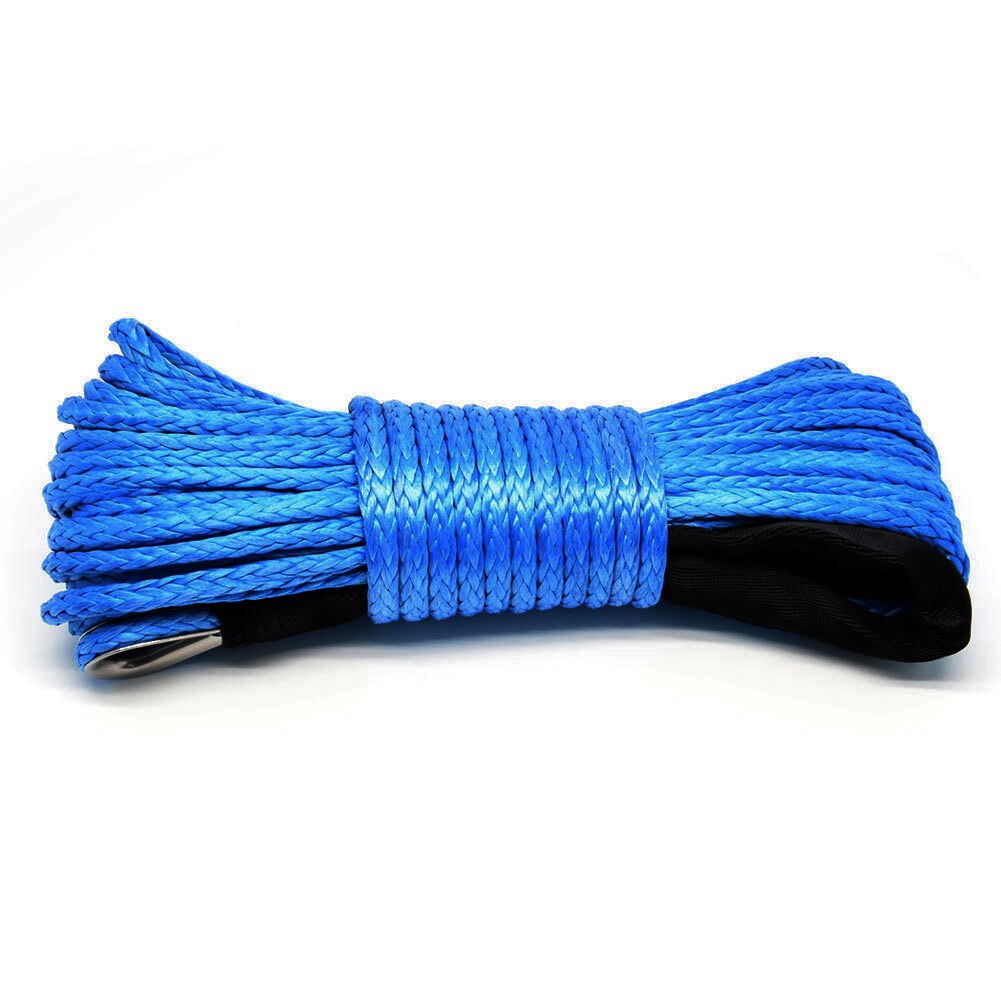 Winch Rope String Line Cable with Sheath Gray Synthetic Towing Rope 15m 7700LBs Car Wash Maintenance String for ATV UTV Off-Road: Blue