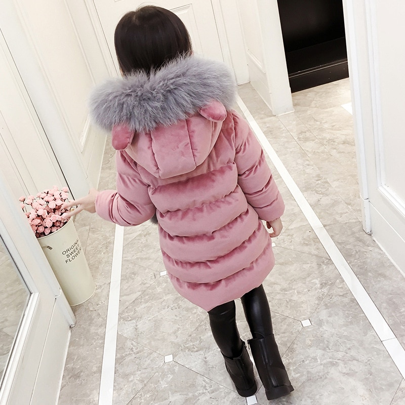 Kinderen Donsjack Winter Jas Voor Meisjes Dikker Meisjes Winterjas Hooded Velour Winter Meisjes Jassen Uitloper 3-12T