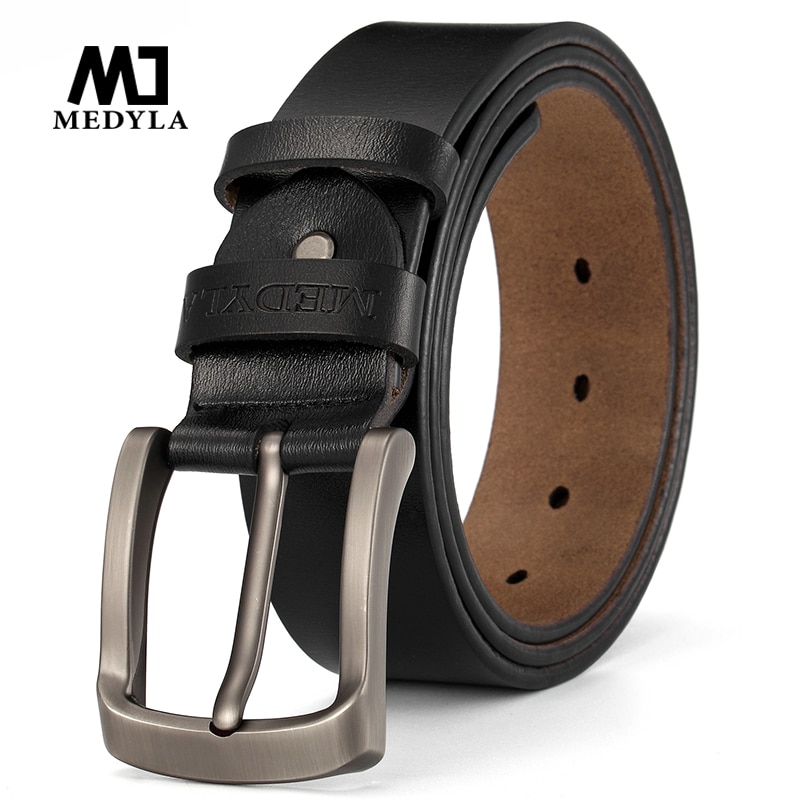 Medyla merk heren leren riem natuurlijk leer zakelijke casual riem voor heren casual broek pak jeans accessoires