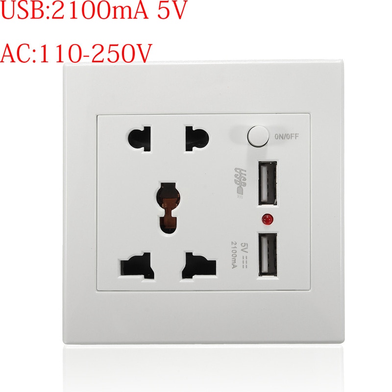 Universele 2100mA 5 v 2 USB Stopcontact AC 110-250 v US UK EU AU Thuis Lader 2 poorten USB Outlet Power Charger