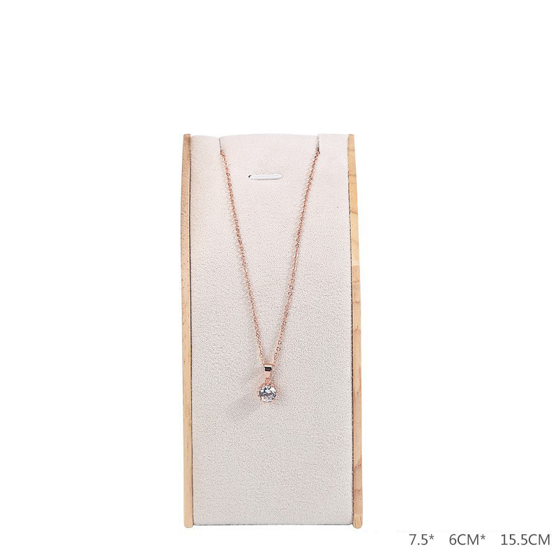 Nuovo espositore per collane in legno massello, portagioielli, supporto per ciondoli, espositori per gioielli curvi, confezioni di gioielli: Colore rosa