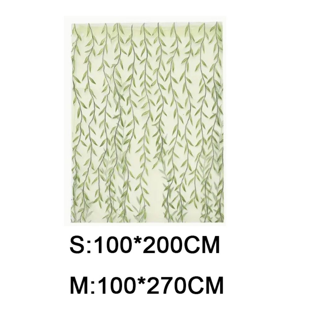 Cortina de tule para tratamento de janela, cortina de folha de salgueiro, estilo pastoral, gaze, romântico, verde, transparente, sala de estar