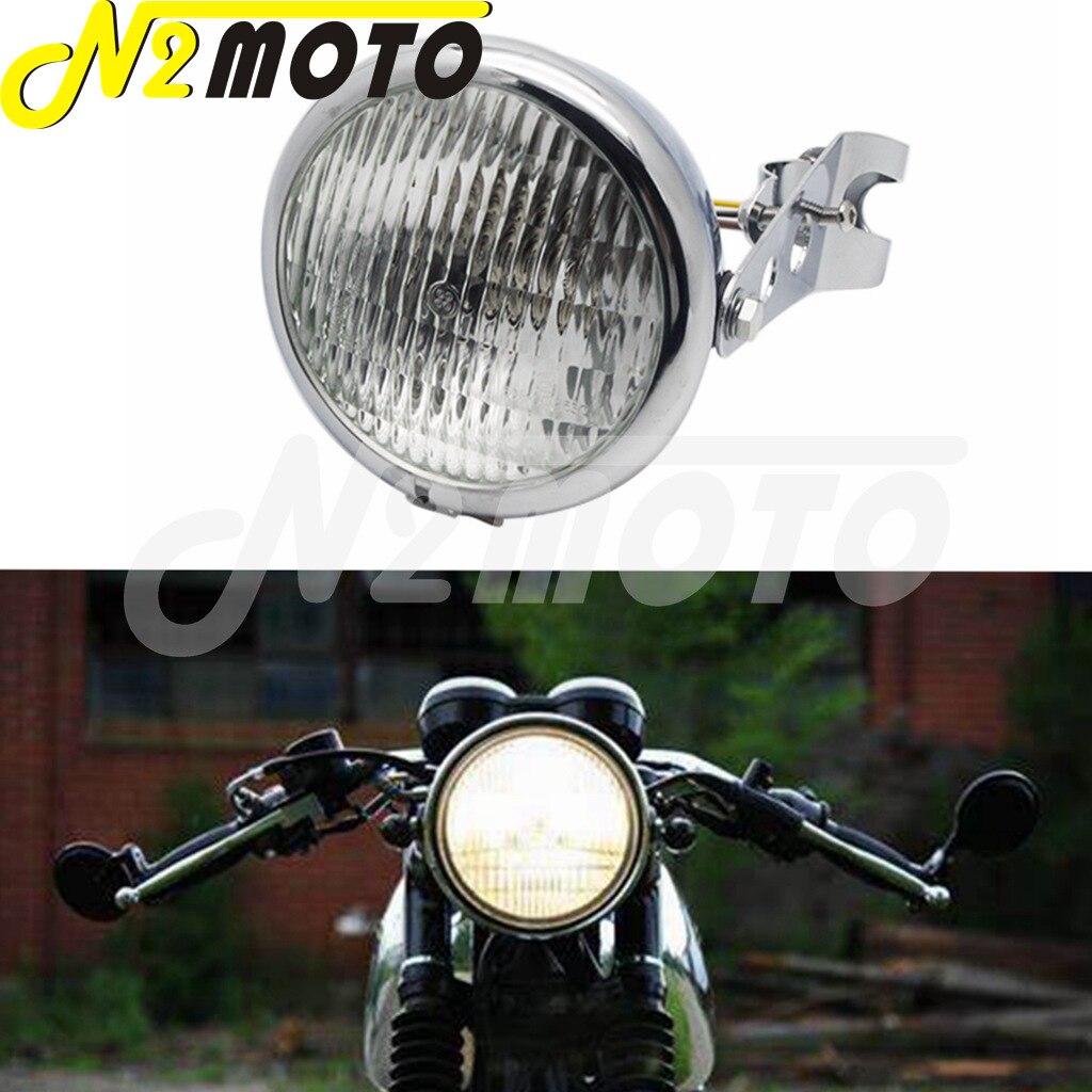 H4 12V Vintage Koplamp Motorcycle Chrome Hoge/Dimlicht Hoofd Lamp Voor Bobber Chopper Sportster Cafe Racer Licht accessoires