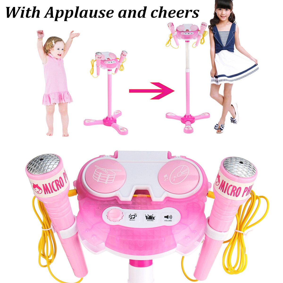 Machine de karaoké pour enfants avec 2 microphones et réglable