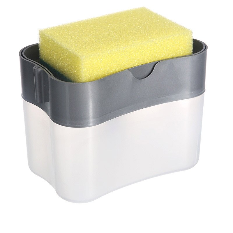 Keuken Wasmiddel Automatische Vloeibare Toevoeging Doos Druk Uit Schuursponsje Injector Afwassen Pot Borstel Zeep Loog Box Cleaner Gereedschap: light grey