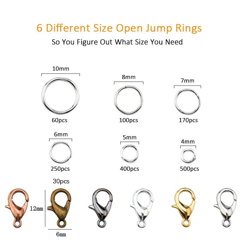 Jewelry Findings Set open jump rings Loose spacer beads Earring hooks Rubber Earring Backs for Jewelry Making DIY handicraft