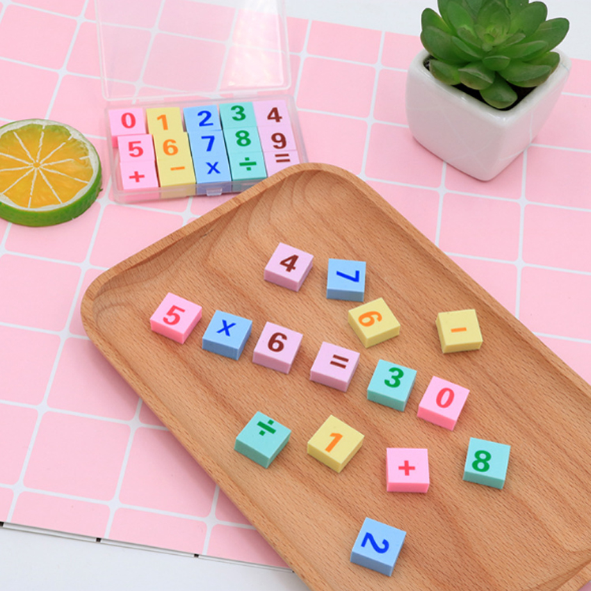 15pcs/lot Cute Little Rubber Stationery Learning For Kid Colorful Rubber School Stationery