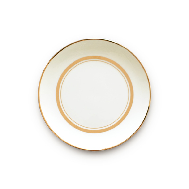 Keramisk tallerken middagsbrett vajillas sirkulær hvitt gull kantplate restaurant servise tallerken servise tallerken biff flat tallerken 1 stk