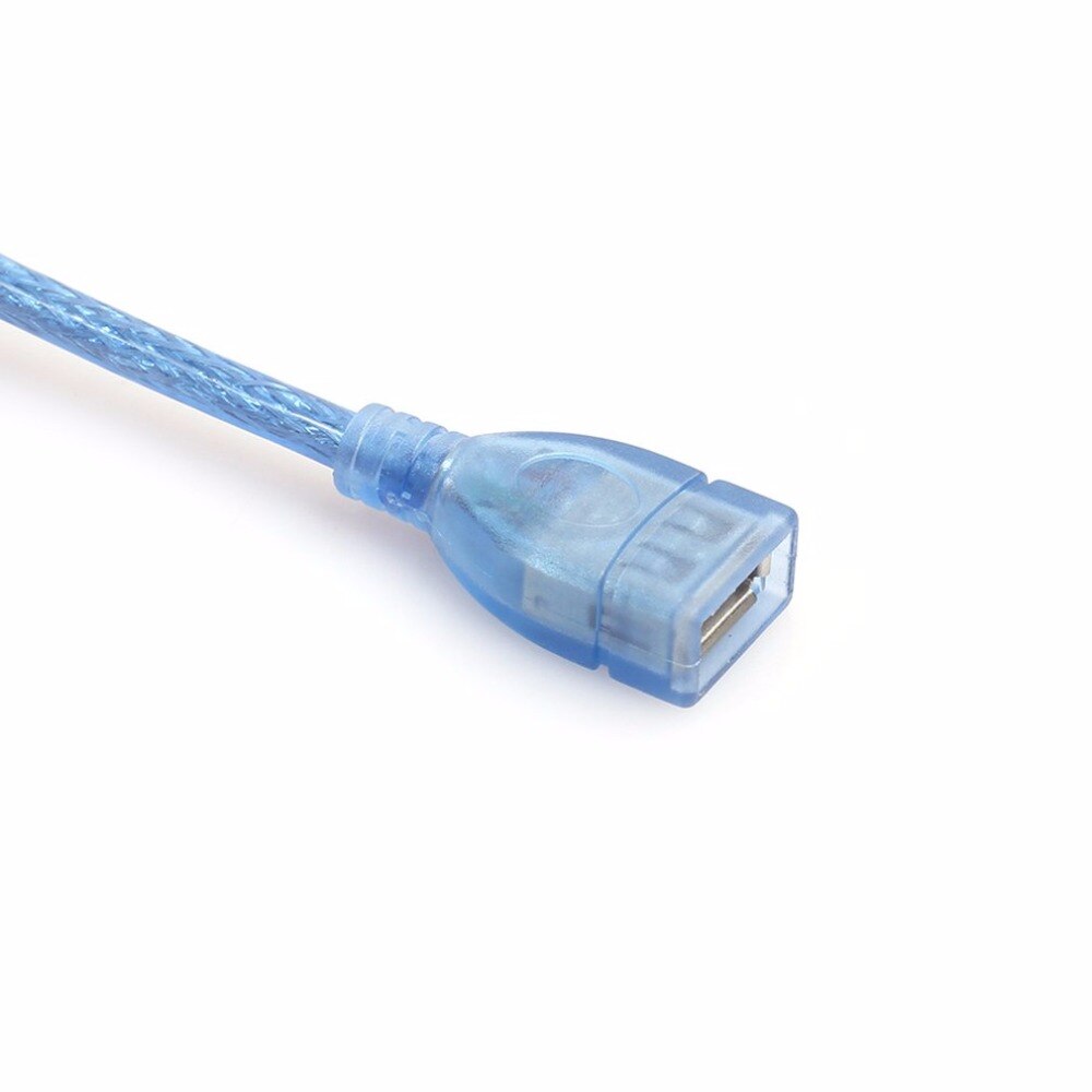 30cm höghastighets usb 2.0 förlängningskabel transparent blå hane till hona usb förlängningssladd kopparkärna usb kort kabel