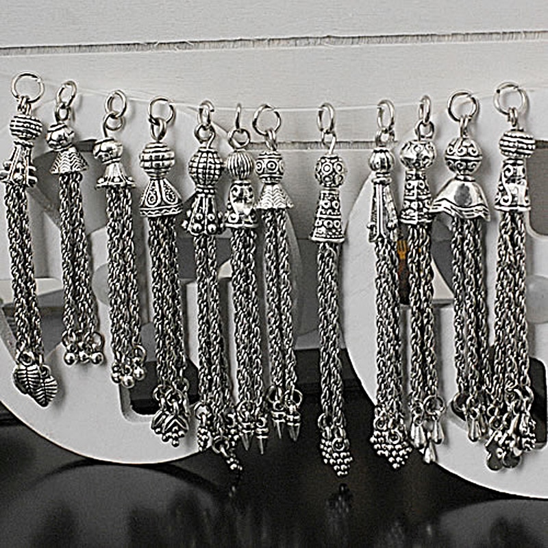 (23781) 6Stck 80MM Antike Silber Zink Legierung Zufall gemischt Stil Quaste Charme Diy Schmuck Erkenntnisse Zubehör