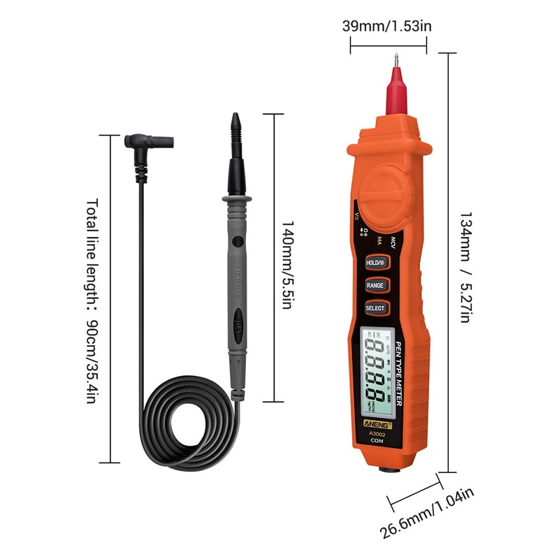 Amp volt klämma  a3002 digital multimeter penna typ 4000 räknas med beröringsfri ac/dc spänningsresistans diod kontinuitetstestare: Default Title