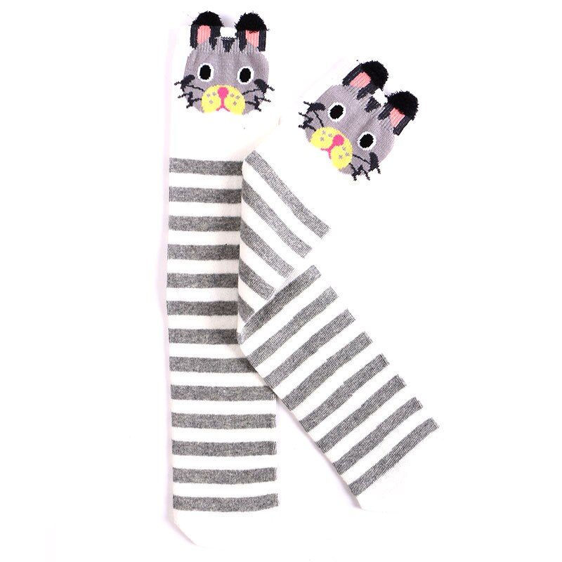 Cute Panda Kids Baby Socks Knee Girl Boy Baby Socks Animal Dot Soft Cotton Socks Striped Children Spring Summer Sock: strip dog