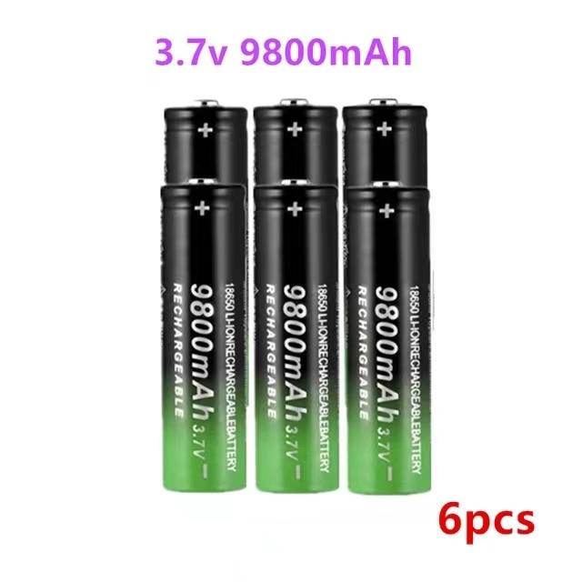 2022 18650 Battery 9800mAh 3.7V 18650 Li-ion batteries Rechargeable Battery For Flashlight Torch+: WHITE