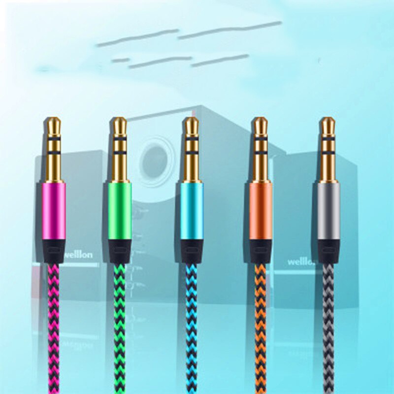 1M Multi-color 3.5Mm Audio Kabel Nylon Aux Kabel 3.5Mm Plug Jack Audio Kabel Kabel Lijn aux Koord Voor Draagbare Cd/MP3 Spelers