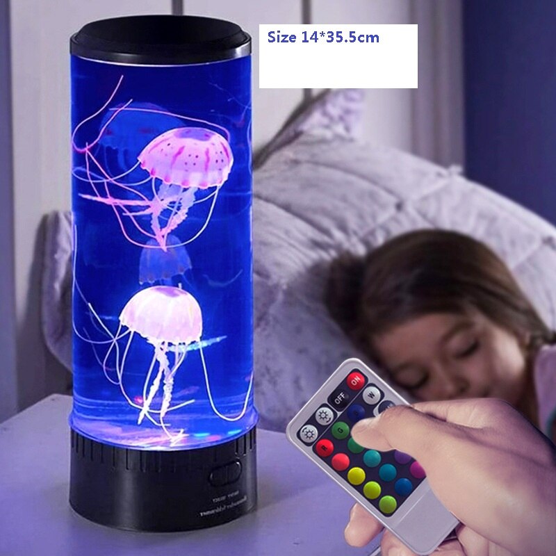 LED Jellyfish Lamp USB/Remote Night Light Color Changing Jellyfish Tank Aquarium Kids Relaxing Mood Fantasy Jellyfish Lamp: L Remote